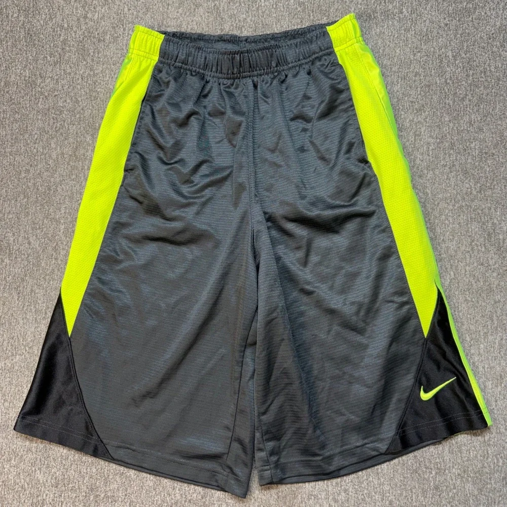 Nike Mens Basketball Shorts XL Grey Neon Lime Green Athletic Gym Activewear